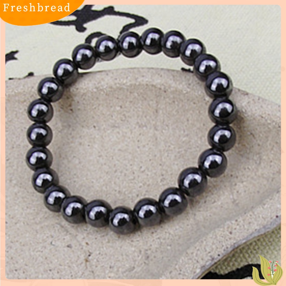 &lt; Freshbread &gt; Gelang Batu ic Bulat Hitam Fashion Unisex Perawatan Kesehatan Bangle Jewelry