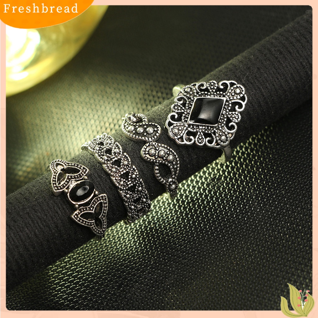 &lt; Freshbread &gt; 15Pcs Cincin Wanita Gaya Bohemian Berlian Imitasi Bertatahkan Perhiasan Tidak Luntur Pembukaan Cincin Untuk Kehidupan Sehari-Hari