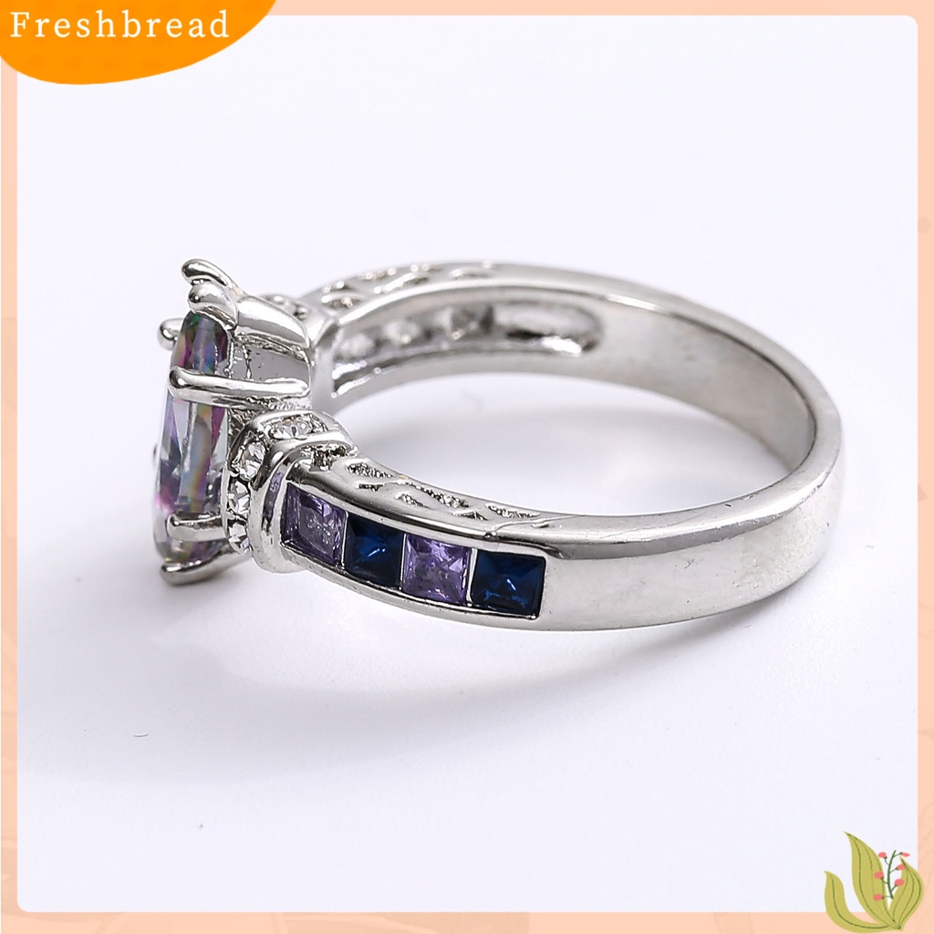 &lt; Freshbread &gt; Wanita Trendi Cincin Warna-Warni Cubic Zirconia Tidak Mudah Pecah Cincin Jari Fashion Mewah Untuk Perjamuan