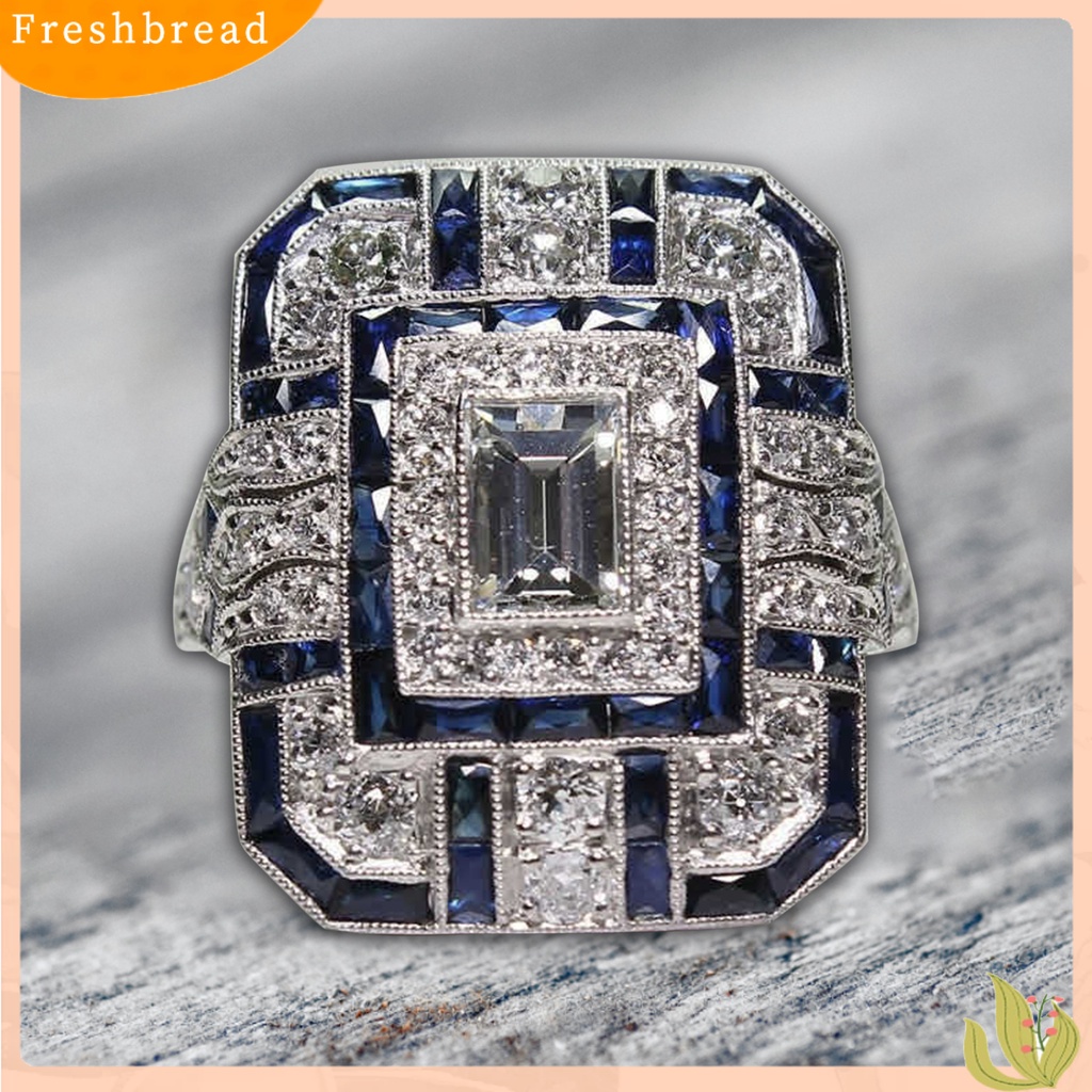 &lt; Freshbread &gt; Wanita Circlet Berlian Imitasi Hias Indah Ringan Cincin Jari Gaya Etik Untuk Pertunangan