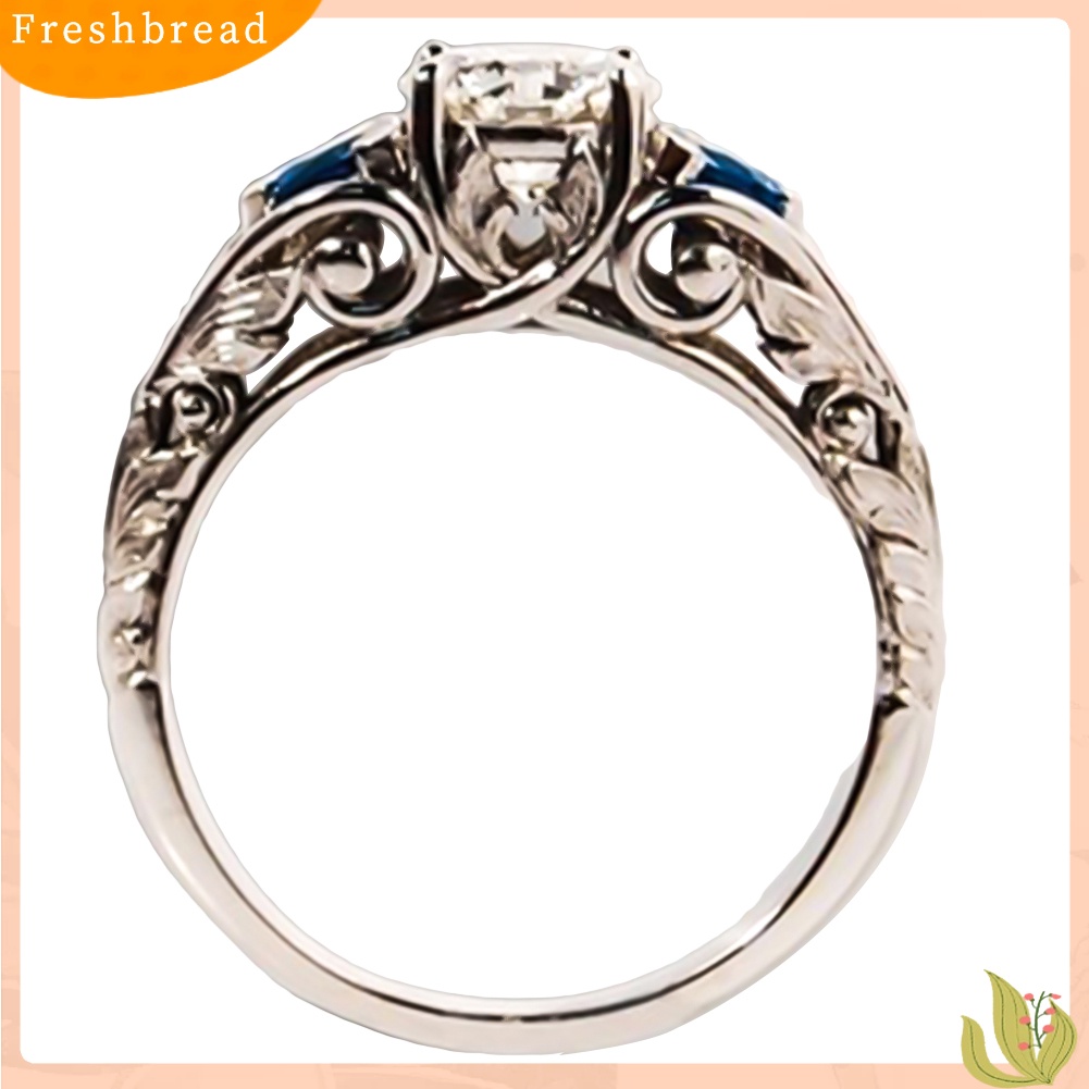 < Freshbread > Glitter Bulat Berlian Imitasi Bertatahkan Berongga Band Cincin Pengantin Pertunangan Perhiasan Hadiah