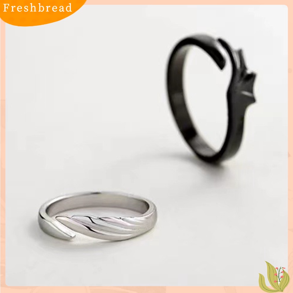 &lt; Freshbread &gt; 2Pcs Cincin Pasangan Bentuk Indah Logam Tahan Karat Bergaya Pertunangan Terbuka Cincin Hadiah Ulang Tahun Untuk Perempuan