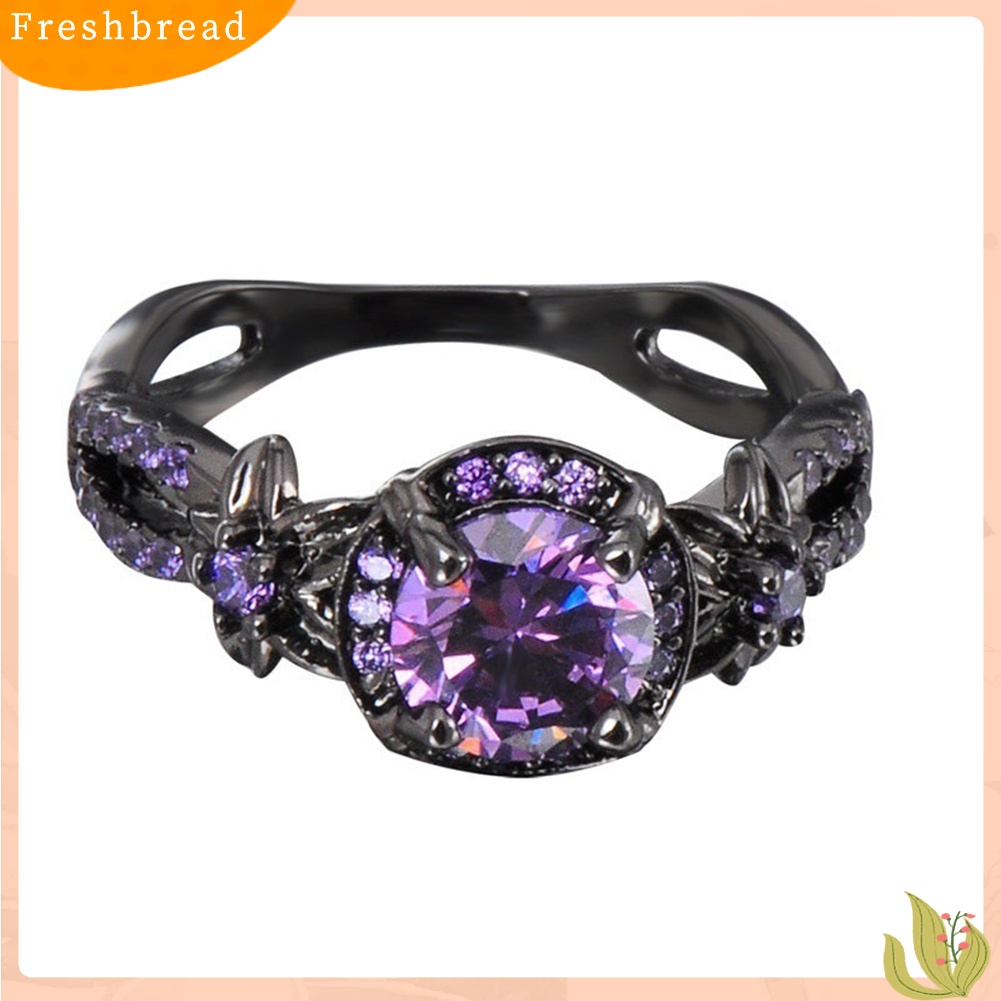 &lt; Freshbread &gt; Wanita Elegan Imitasi Amethyst Bertatahkan Jari Cincin Pernikahan Pertunangan Perhiasan Hadiah