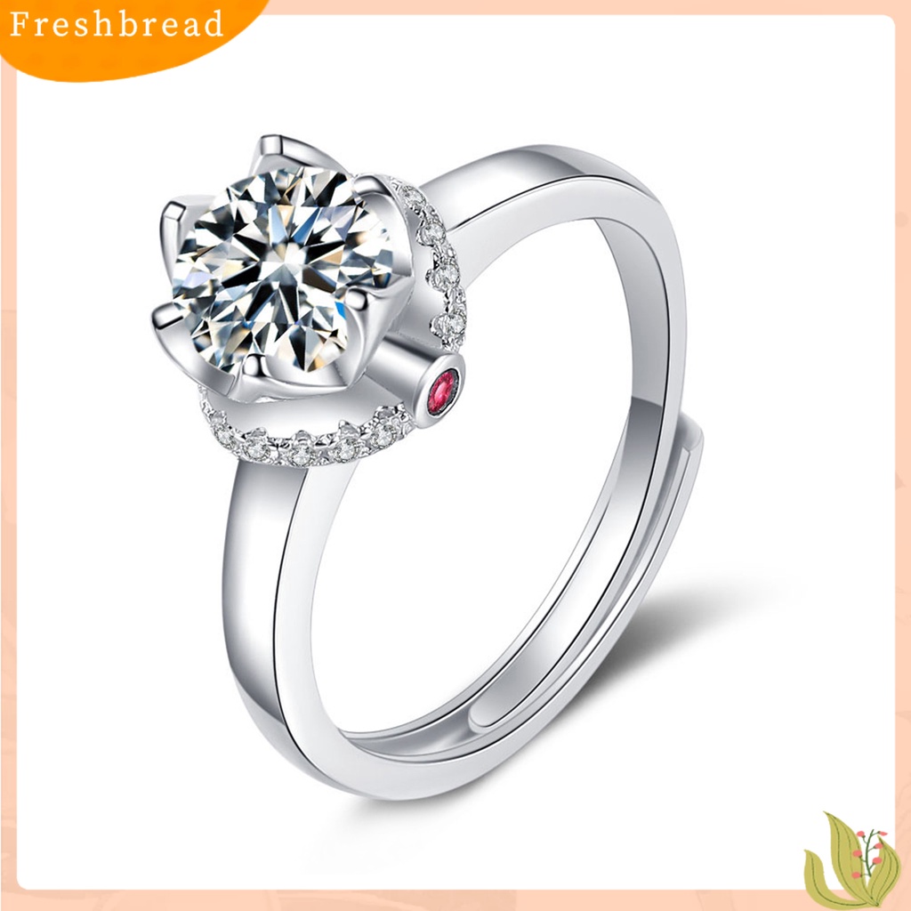 &lt; Freshbread &gt; Finger Ring Cubic Zirconia Berlian Imitasi Mengkilap Electroplating Polishing Dekorasi Pembukaan Sparkling Women Engagement Ring Perhiasan Aksesori