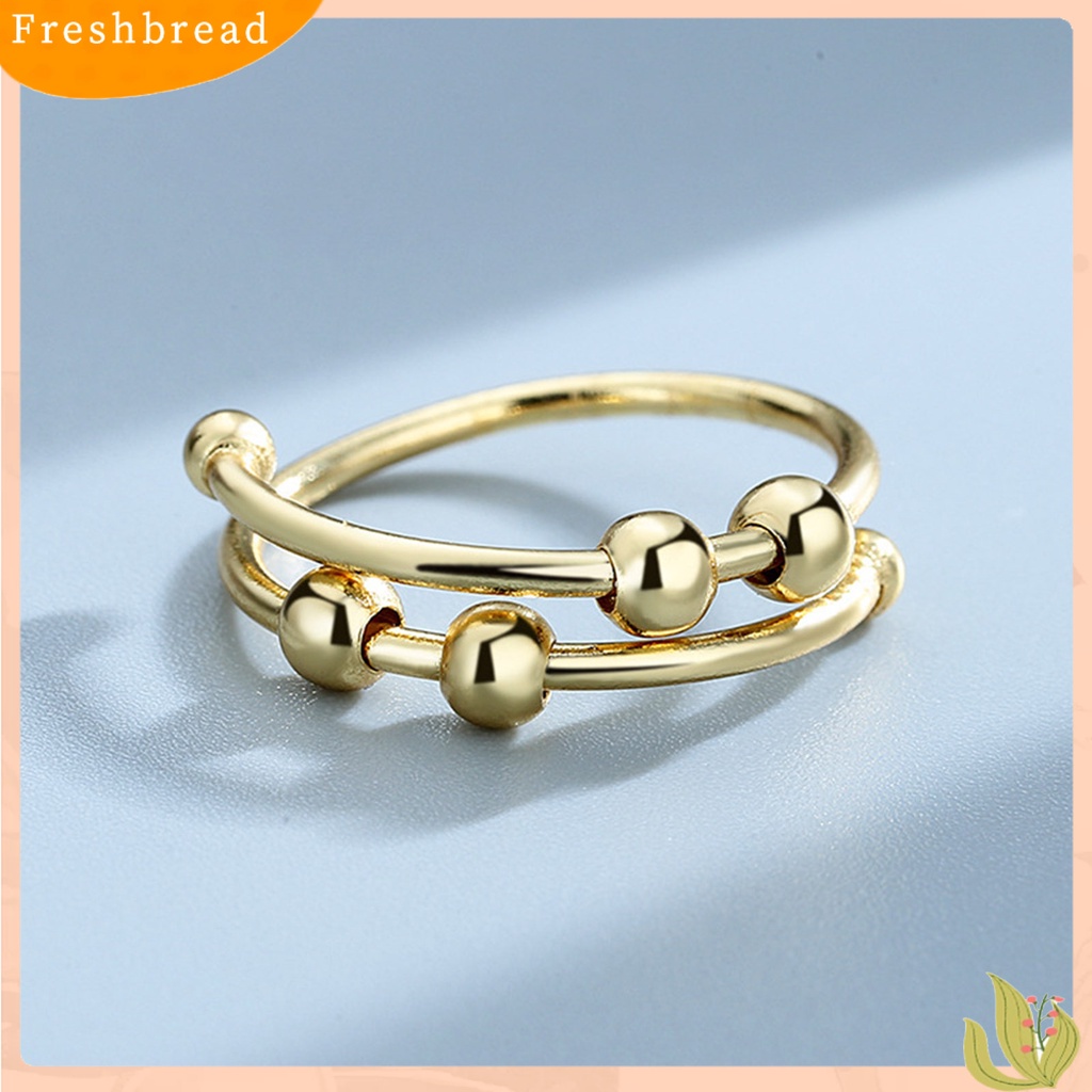 &lt; Freshbread &gt; Cincin Fashion Paduan Ringan Manik Geometris Dekorasi Cincin Terbuka Untuk Kehidupan Sehari-Hari