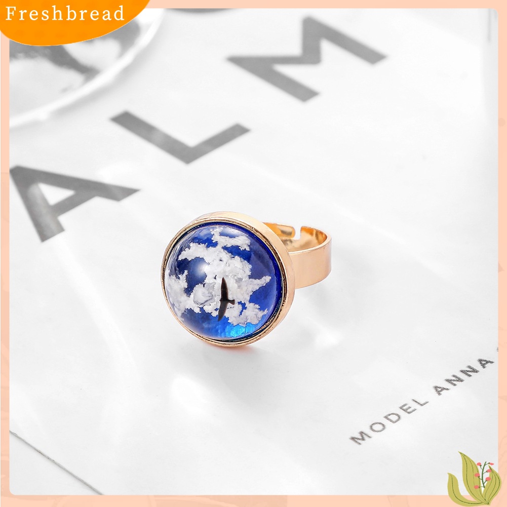 &lt; Freshbread &gt; Wanita Fashion Bulat Tetesan Air Awan Elang Safir Imitasi Bertatahkan Cincin Perhiasan