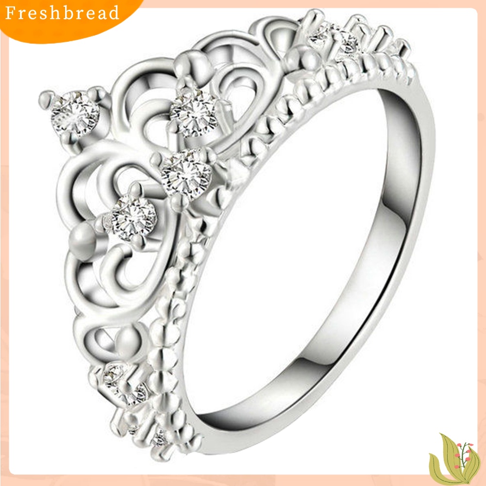 &lt; Freshbread &gt; Wanita Fashion Putri Ratu Mahkota Perak Disepuh Band Cincin Perhiasan Pesta Pernikahan