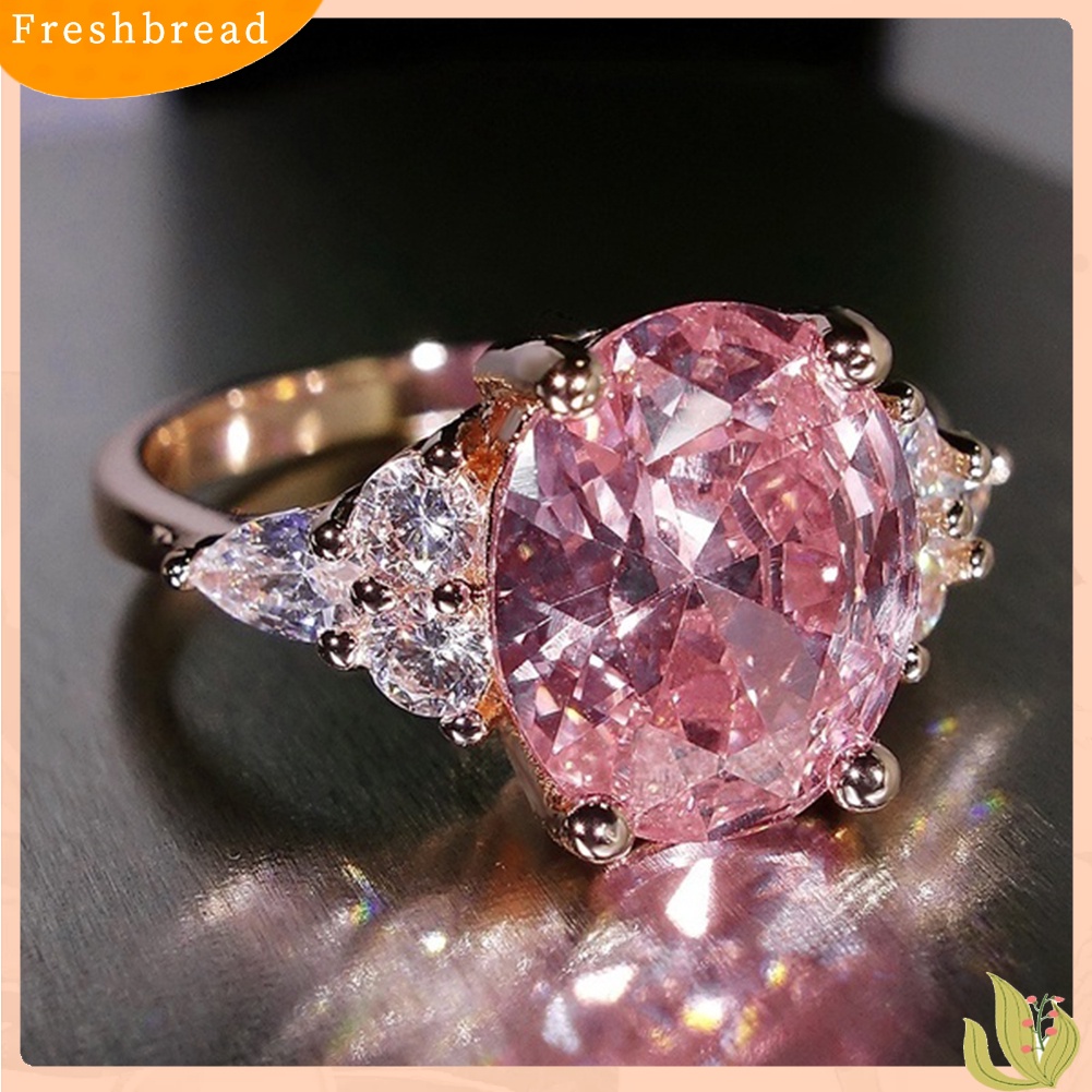 &lt; Freshbread &gt; Fashion Wanita Bulat Berlian Imitasi Jari Cincin Perhiasan Pernikahan Hadiah Hari Valentine