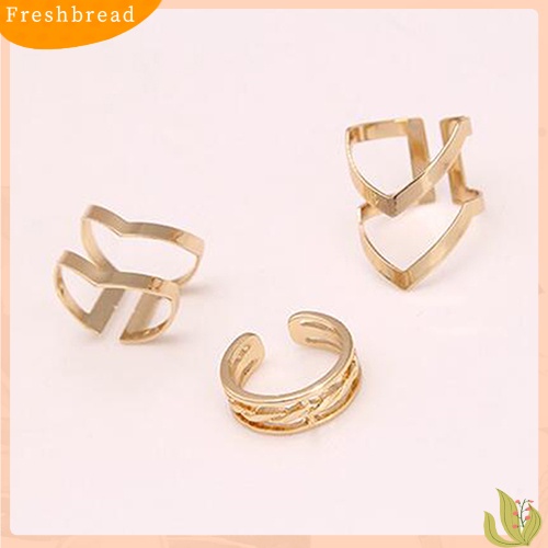 &lt; Freshbread &gt; 3Pcs/Set Fashion Wanita Panah Berongga Midi Buku Jari Terbuka Cincin Band Hadiah