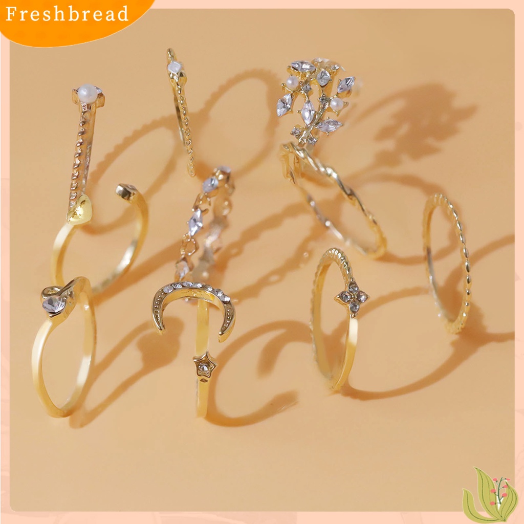 &lt; Freshbread &gt; 10Pcs Cincin Logam Tidak Teratur Paduan Indah Cubic Zirconia Perhiasan Ring Untuk Pakaian Sehari-Hari
