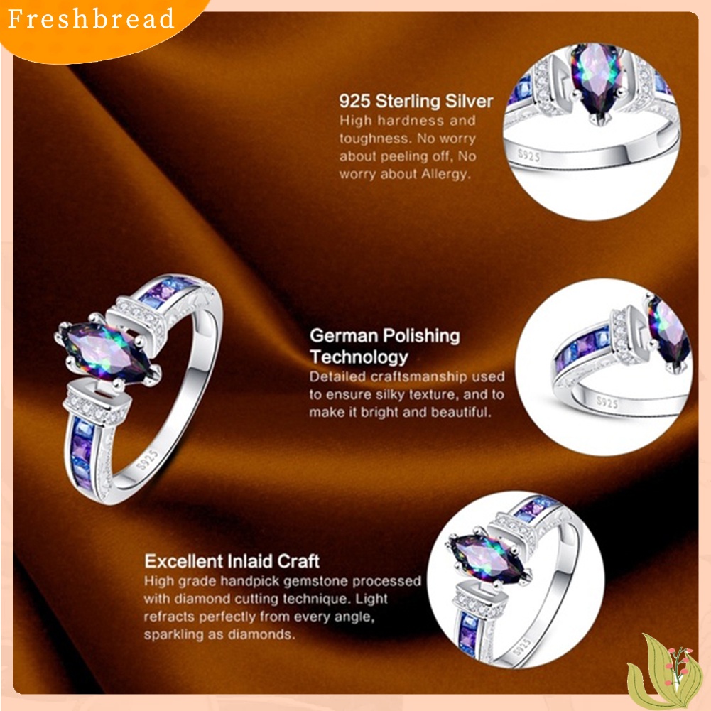 &lt; Freshbread &gt; Wanita Fashion Multicolor Marquise Cut Cubic Zirconia Hias Jari Cincin Perhiasan