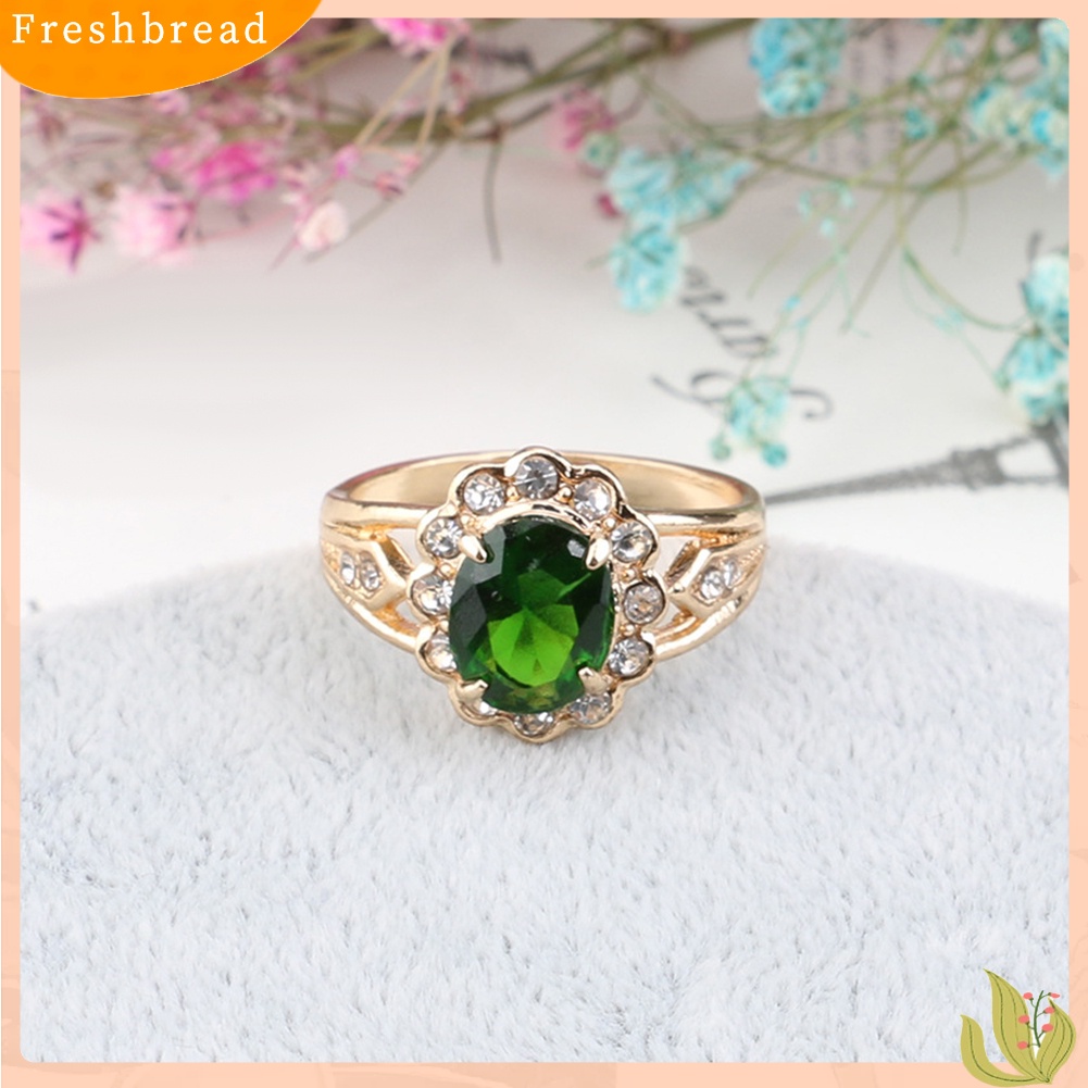 &lt; Freshbread &gt; Vintage Emerald Berlian Imitasi Bertatahkan Perhiasan Wanita Cincin Pesta Pub Club Dekorasi Hadiah