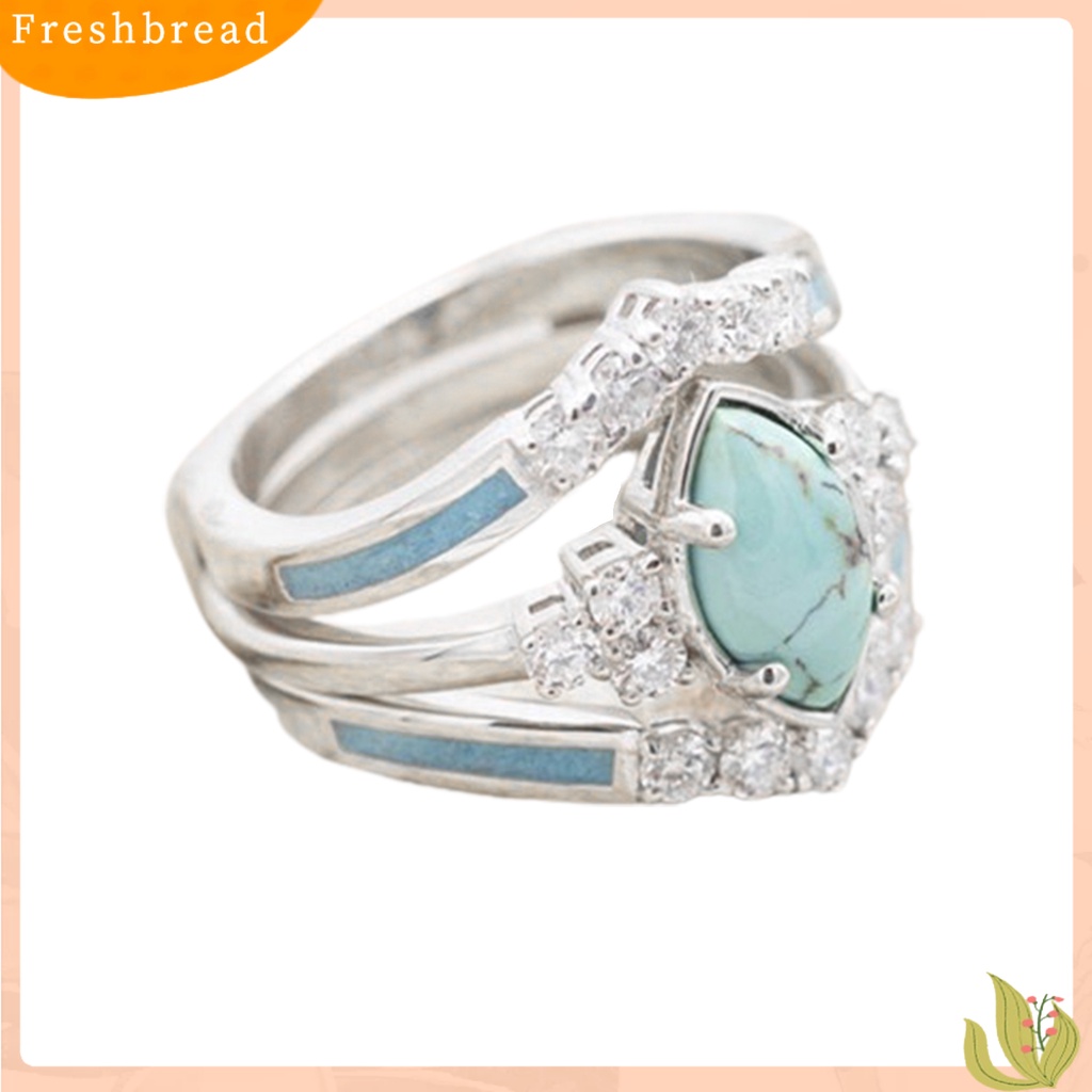 &lt; Freshbread &gt; 3Pcs/Set Wanita Cincin Set Faux Turquoise Stone Indah Mata Kucing Wanita Circlet Set Untuk Hadiah