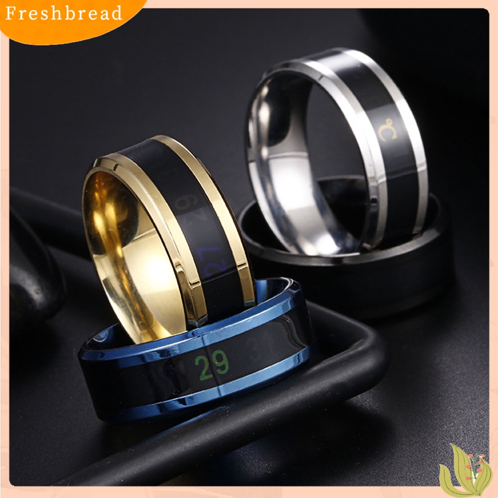 &lt; Freshbread &gt; Cincin Fashion Unisex Tampilan Real Time Cincin Tes Suhu Bahan Stainless Steel Untuk Pesta