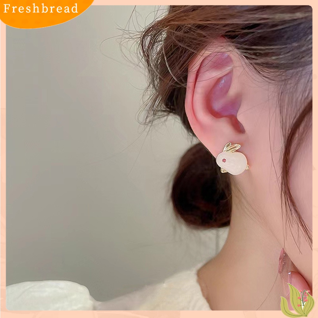 &lt; Freshbread &gt; 1pasang Anting Tusuk Wanita Realistis Tidak Alergi Mutiara Imitasi Bunny Drop Earrings Untuk Pacaran