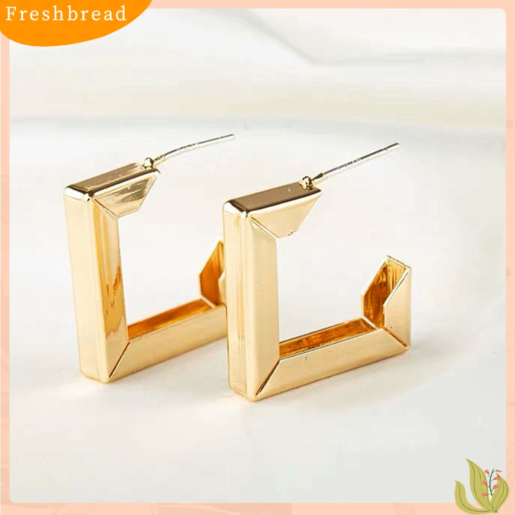 &lt; Freshbread &gt; 1pasang Anting Tusuk Bentuk Rhombic Ins Style Jewelry Plated Geometric Drop Earrings Untuk Pesta