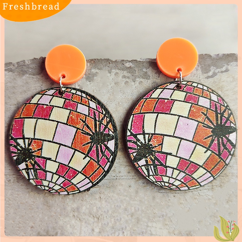 &lt; Freshbread &gt; 1pasang Anting Indah Desain Kartun Vintage Geometris catching Nyaman Dipakai Bentuk Labu Anting Menyenangkan Untuk Pesta