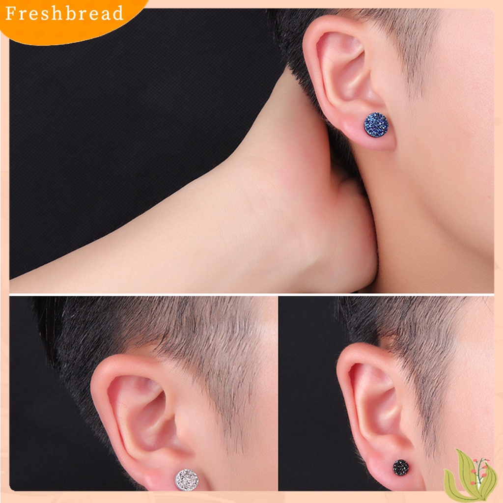 < Freshbread > 1pasang 8mm Ear Studs Bulat Mini Minimalis Perhiasan Fashion Mempesona Anting Pria Wanita Kristal Imitasi Untuk Outdoor
