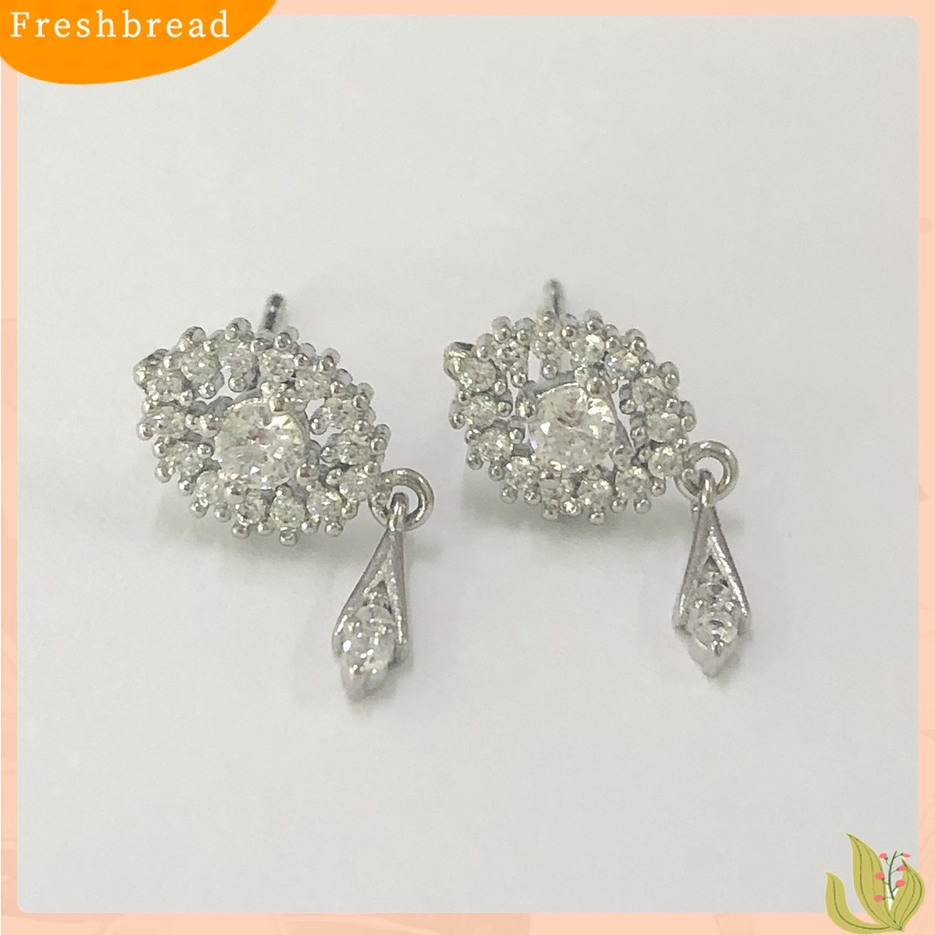 &lt; Freshbread &gt; 1pasang Oval Zirconia Kubik Wanita Anting Hadiah Rumbai Chic Telinga Studs Klasik Perhiasan