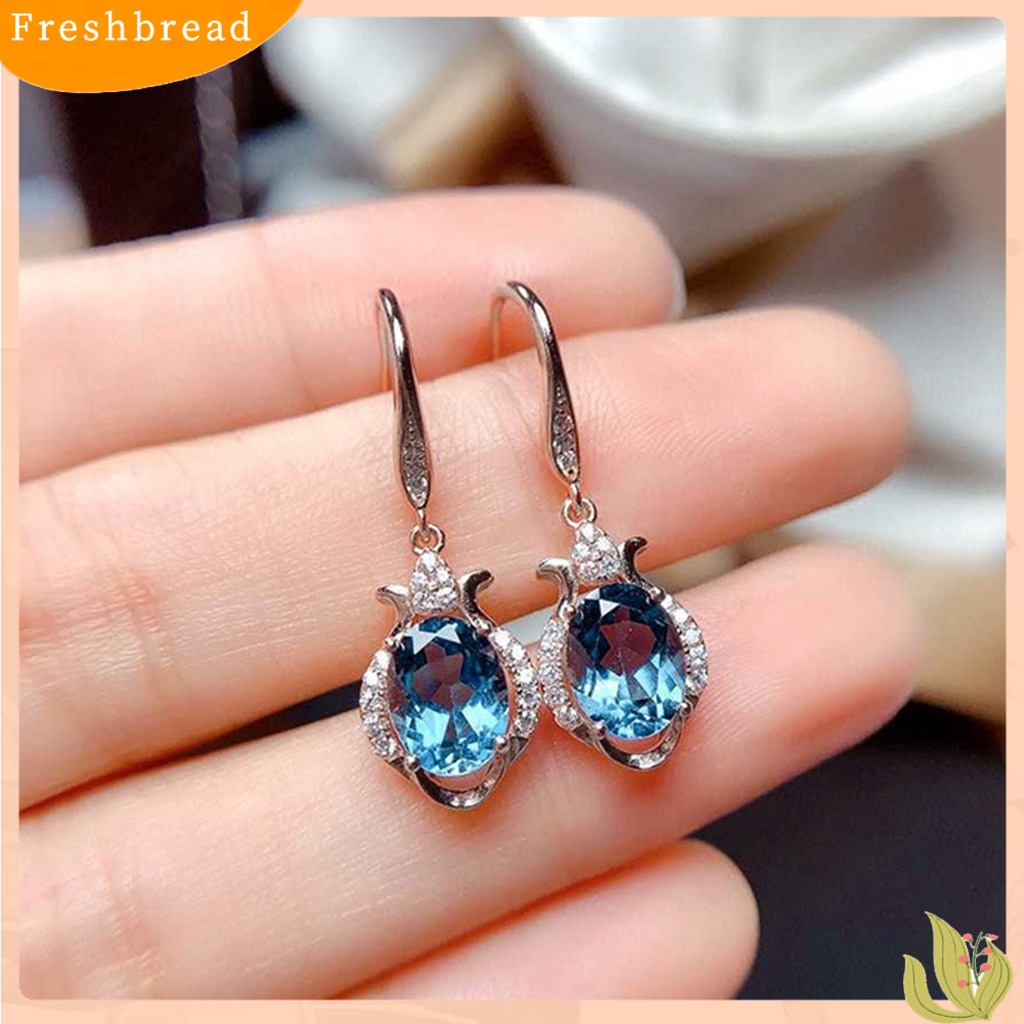 &lt; Freshbread &gt; 1pasang Anting Kait Imitasi Topaz Berlian Imitasi Wanita Kilau Terang Tahan Lama Drop Earrings Untuk Pernikahan