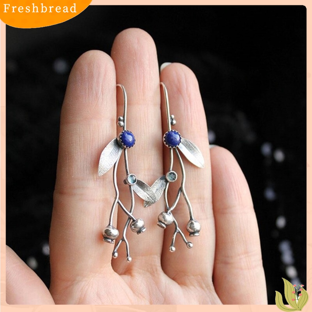 &lt; Freshbread &gt; Anting Kait Cabang Pohon Berlian Imitasi Berwarna Vintage Drop Earrings Kalung Cincin Untuk Pernikahan