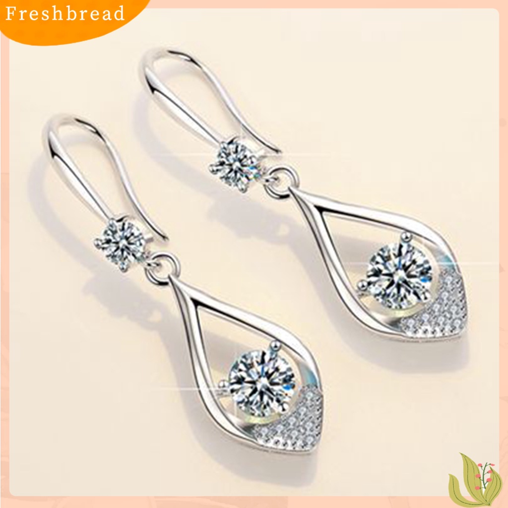 &lt; Freshbread &gt; Fashion Wanita Lucu Tetesan Air Berlian Imitasi Anti-Alergi Kait Anting Eardrop