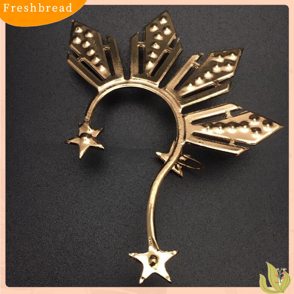 &lt; Freshbread &gt; 1Pc Klip Telinga Non Piercing Kristal Imitasi Mengkilap Geometris Electroplating Wanita Pentagram Berbentuk Kipas Telinga Manset Anting Perhiasan Dekorasi Hadiah Untuk Perjamuan