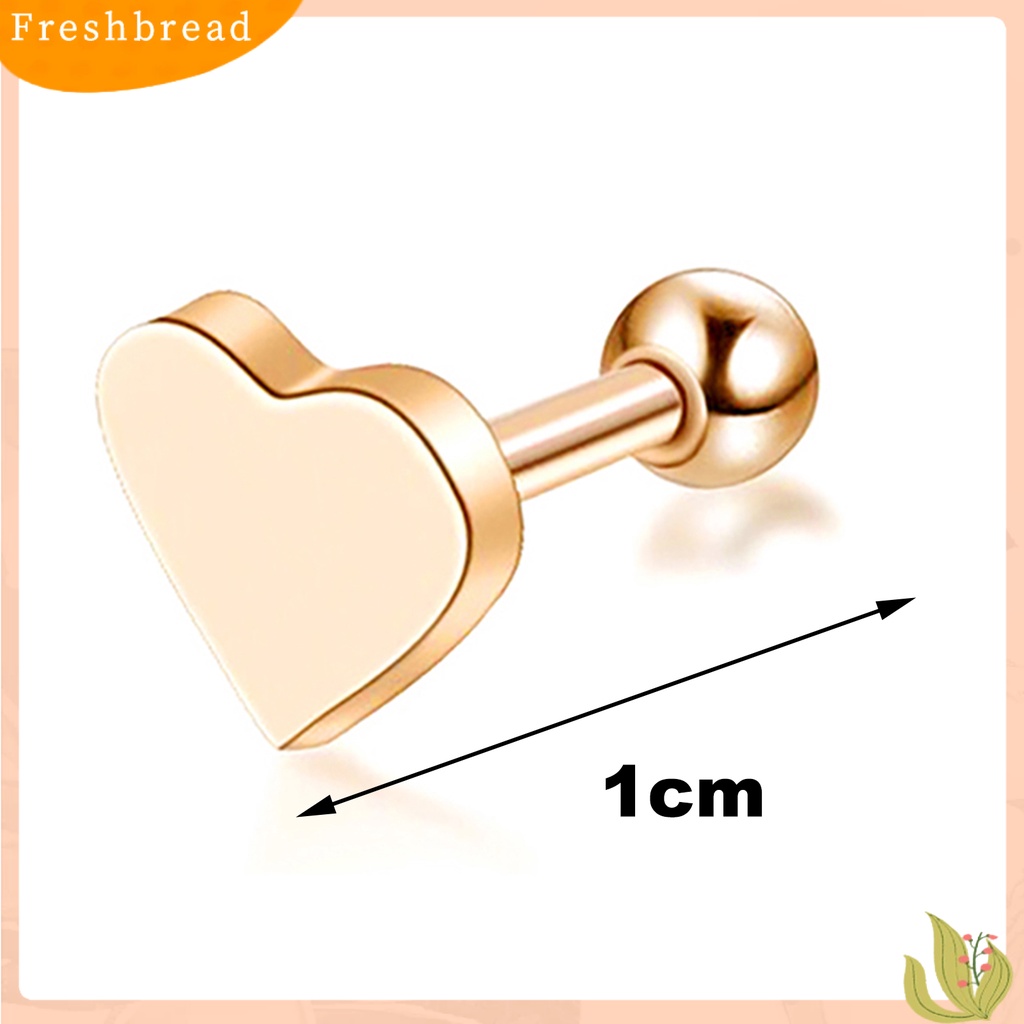 < Freshbread > 1Pc Anting Bentuk Hati Hias Alloy Gadis Geometris Stud Earring Untuk Festival