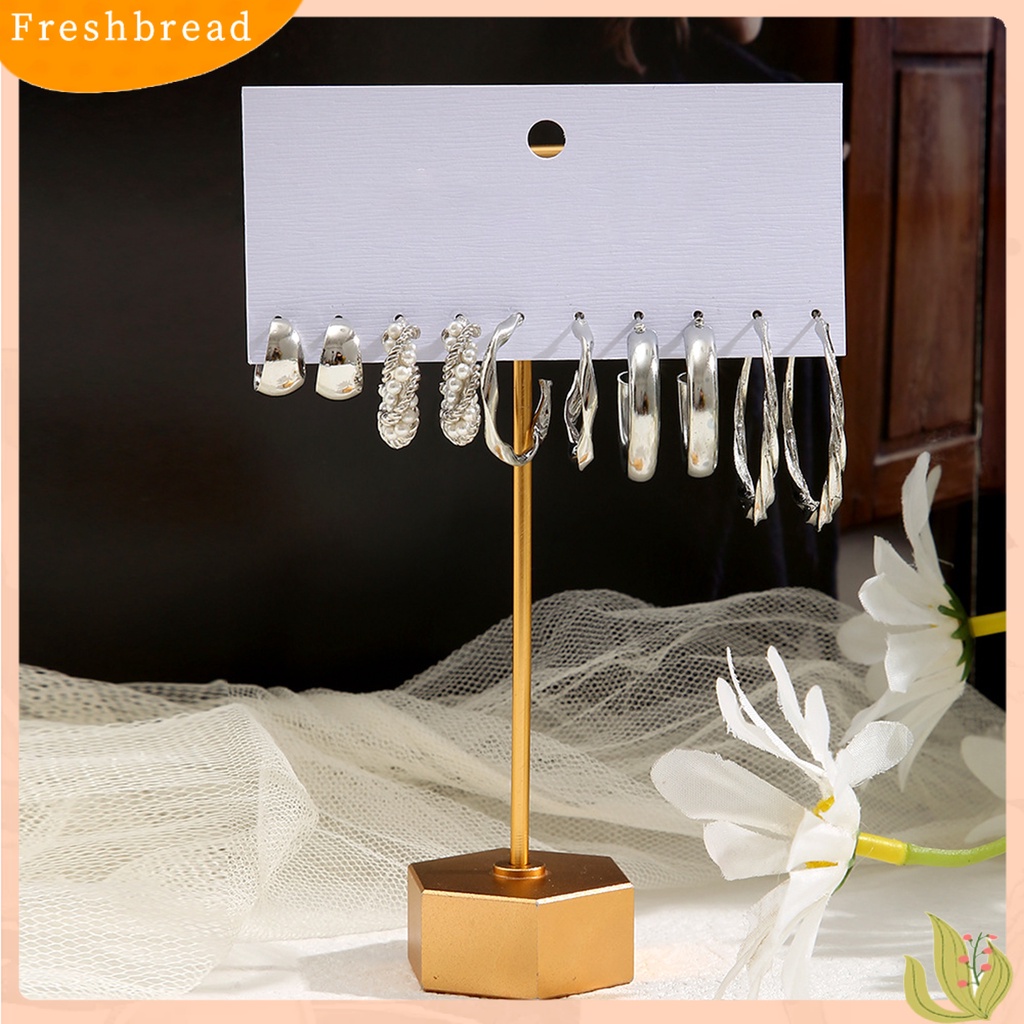 &lt; Freshbread &gt; 6pasang Anting Hoop Mutiara Imitasi Bentuk C Vintage Twist Drop Earrings Untuk Pesta Perjamuan Pernikahan Prom