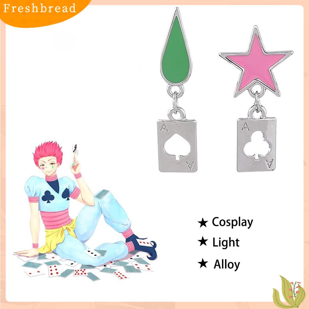 &lt; Freshbread &gt; Hunter Anime Cosplay Poker Joker Ear Stud Earring Untuk Aksesoris Perhiasan Hisoka