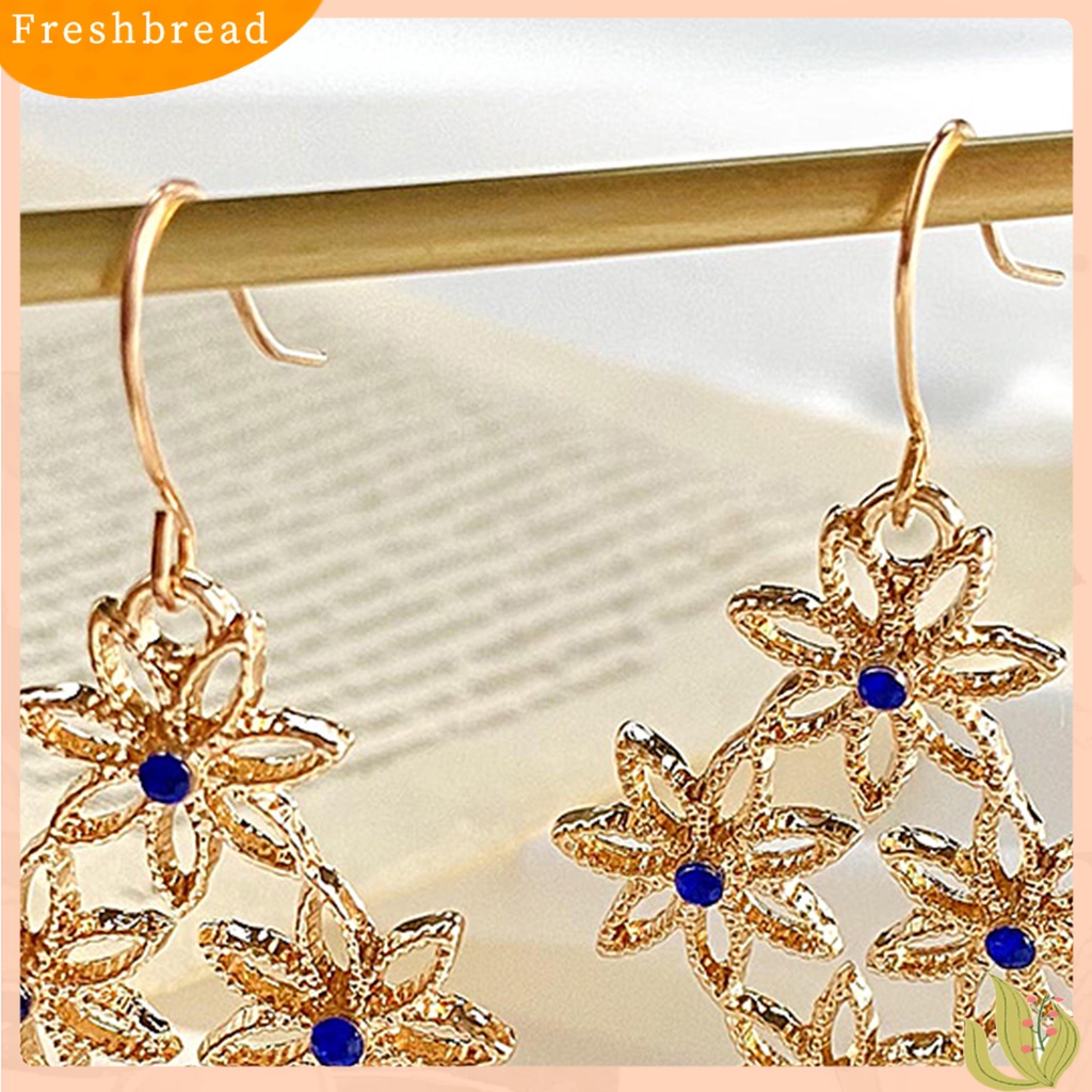 &lt; Freshbread &gt; 1pasang Anting Kait Berongga Keluar Bunga Perhiasan Bohemian Cut-out Earrings Pacaran