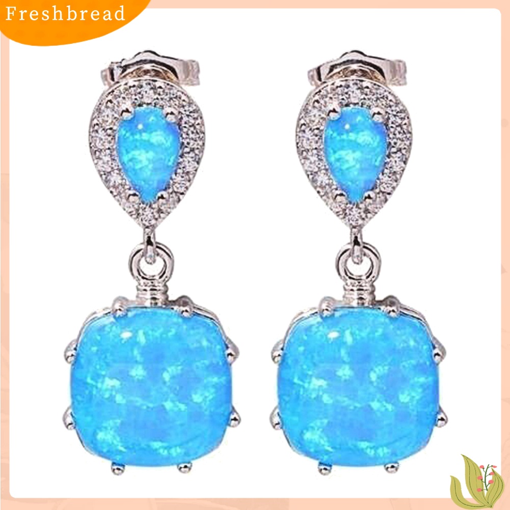 < Freshbread > Fashion Wanita Opal Hias Liontin Telinga Stud Earrings Pesta Perhiasan Aksesori