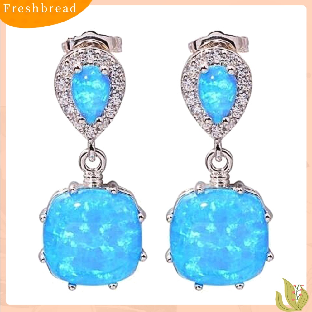 &lt; Freshbread &gt; Fashion Wanita Opal Hias Liontin Telinga Stud Earrings Pesta Perhiasan Aksesori