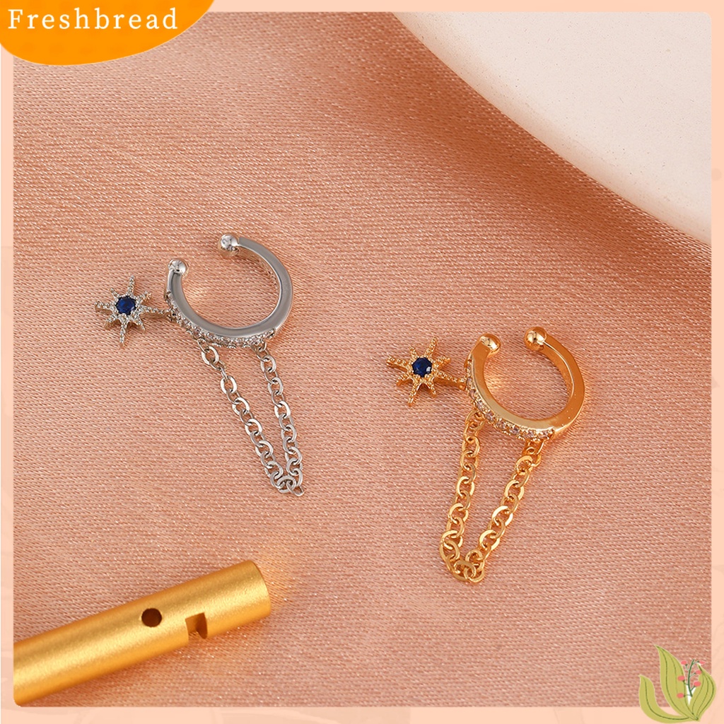 &lt; Freshbread &gt; 1Pc Klip Telinga Pengerjaan Indah Non-Piercing Tembaga Ear Cuff Fashion Anting Rumbai Untuk Pesta