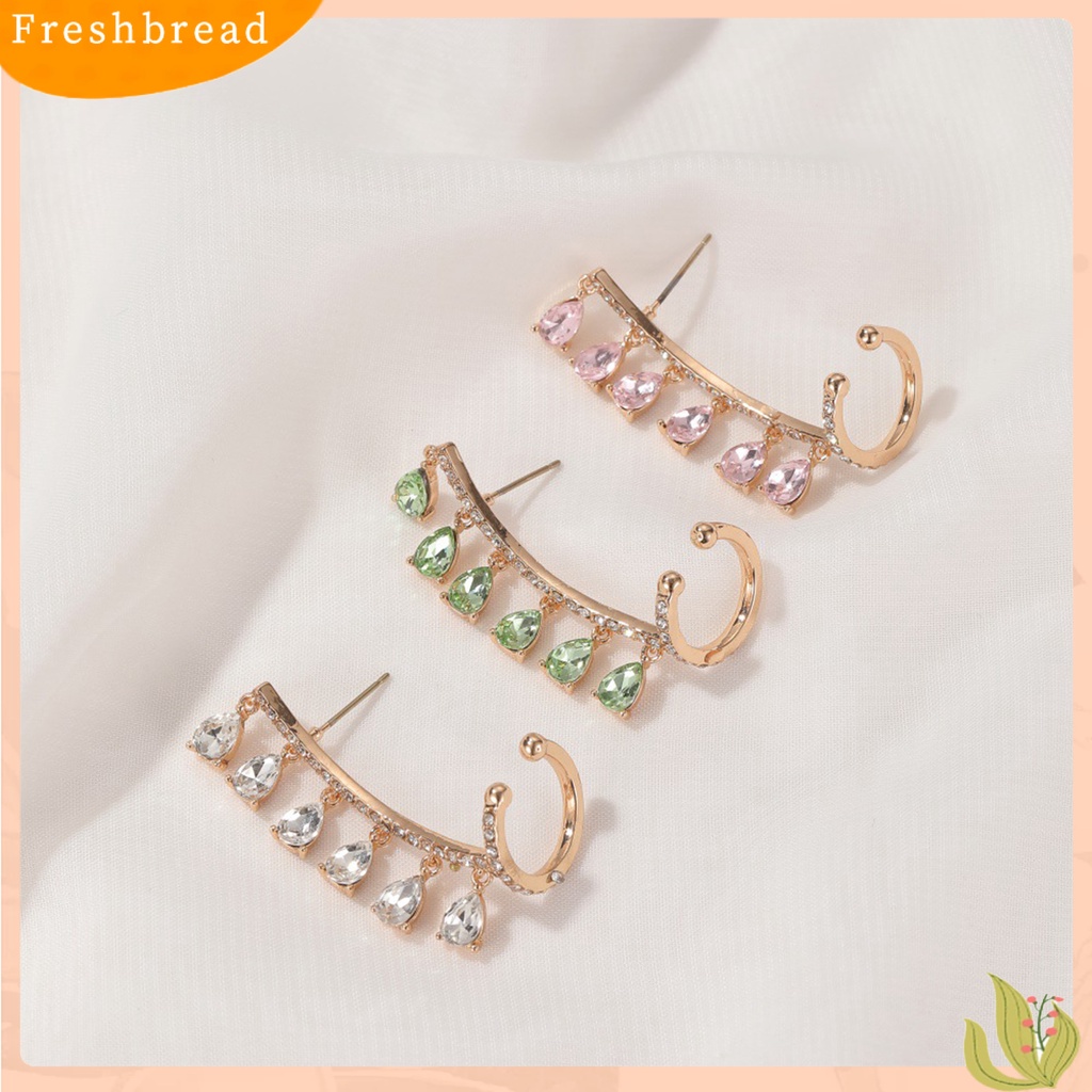 &lt; Freshbread &gt; 1Pc Bersinar Terintegrasi Klip Telinga Tetesan Air Tembaga Cubic Zirconia Ear Stud Klip Perhiasan Pesta