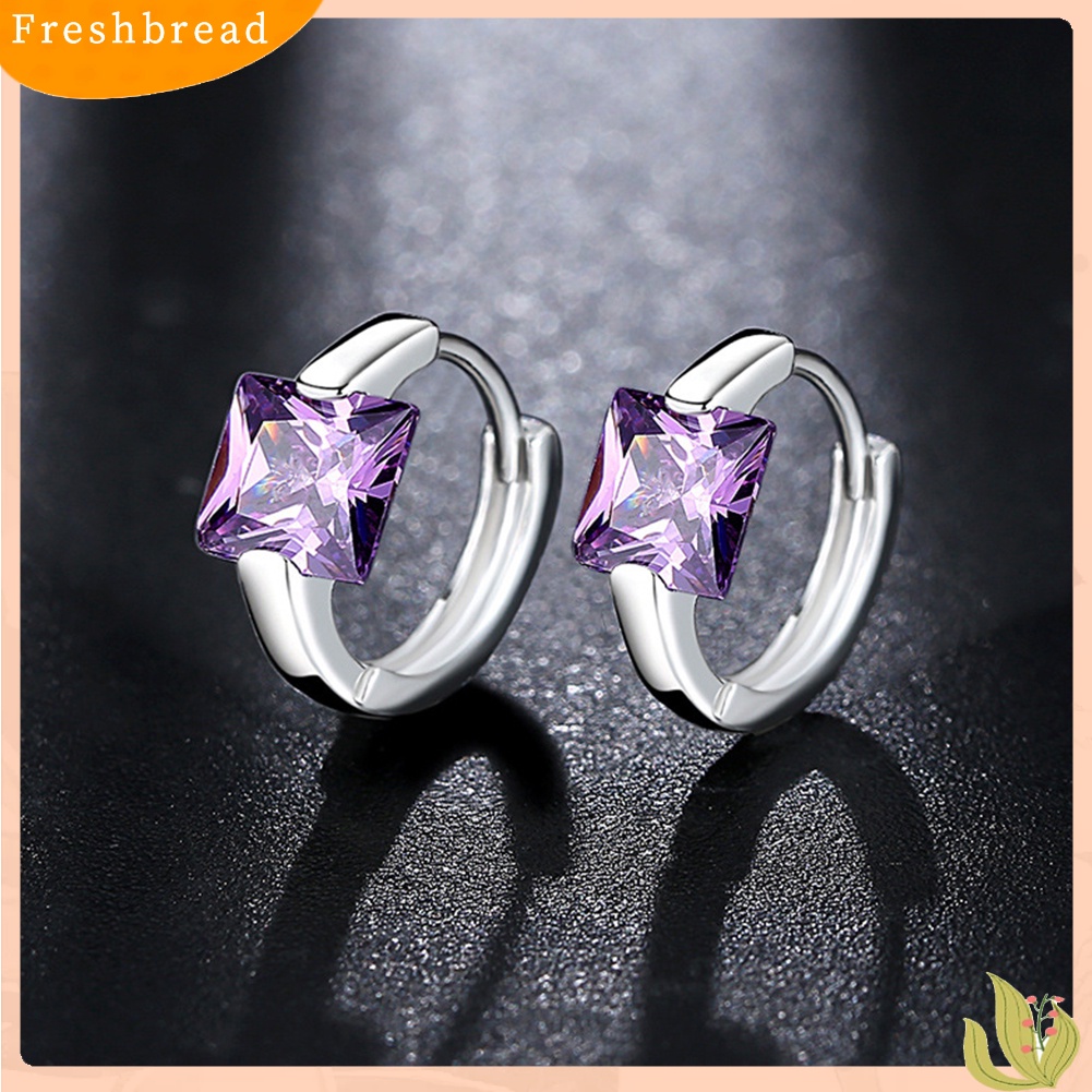 &lt; Freshbread &gt; Fashion Wanita Cubic Zirconia Hias Huggie Anting Hadiah Perhiasan Pesta Pernikahan