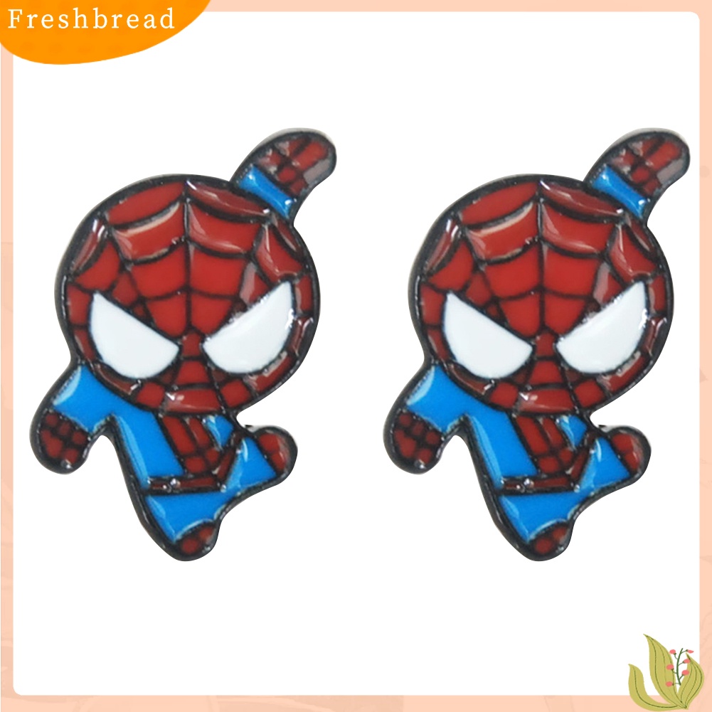 &lt; Freshbread &gt; Fashion Spider Man Deadpool Captain America Kartun Enamel Ear Studs Earrings