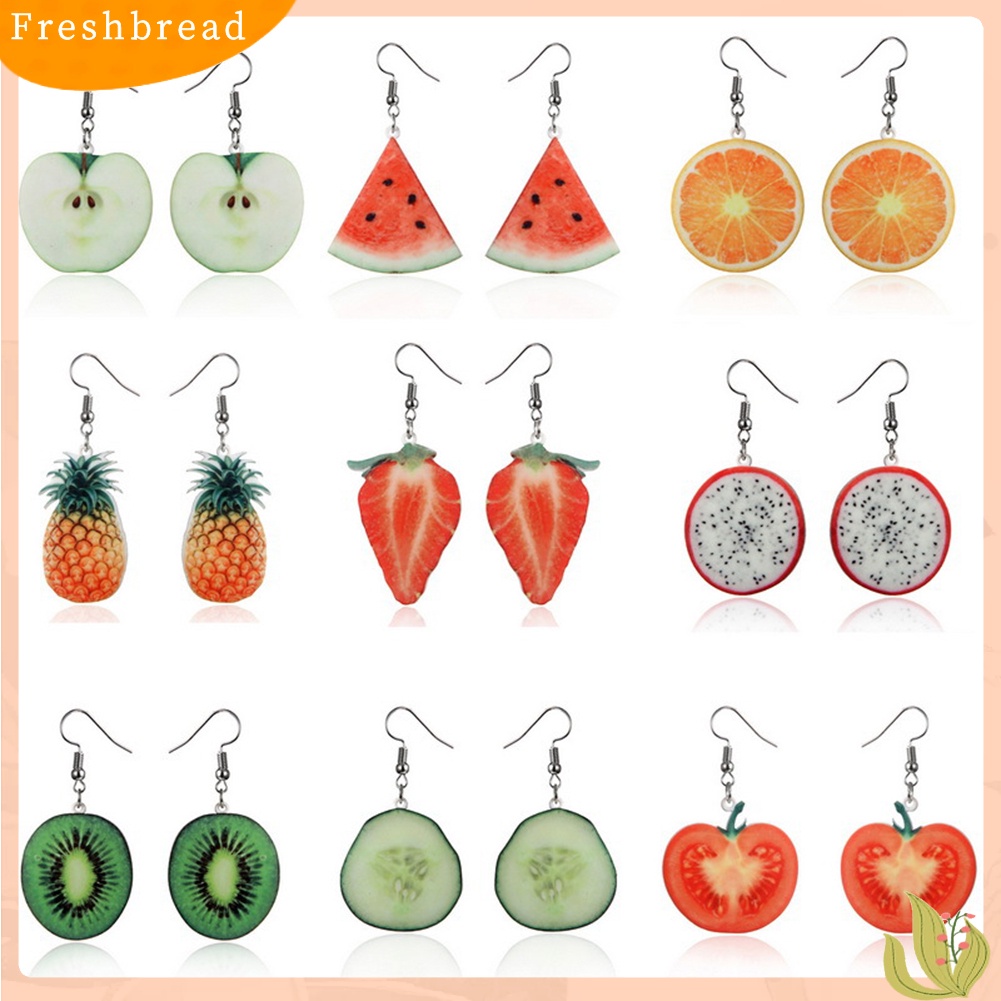 &lt; Freshbread &gt; Buah Manis Semangka Strawberry Menjuntai Wanita Ear Hook Earrings Perhiasan Pesta