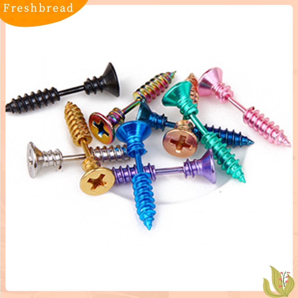 &lt; Freshbread &gt; Lucu Bentuk Sekrup Telinga Studs Keren Dua Sisi Anting Fashion Perhiasan Hadiah