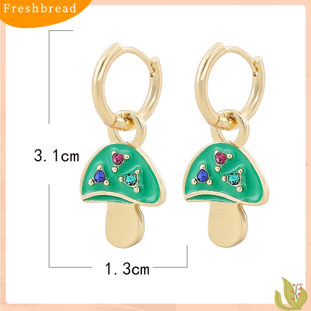 < Freshbread > 1pasang Anting Wanita Menjuntai Perhiasan Lapis Jamur Warna Permen Anting Gesper Telinga Untuk Pesta