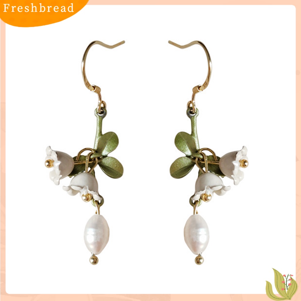 &lt; Freshbread &gt; 1pasang Drop Earrings Tulip Bow Jewelry Mutiara Imitasi Anting Bunga Untuk Perjamuan