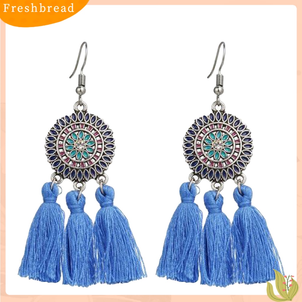 &lt; Freshbread &gt; Anting Bohemian Charming Look Alloy Bunga Matahari Rumbai Menjuntai Perhiasan Earrings Untuk Ulang Tahun