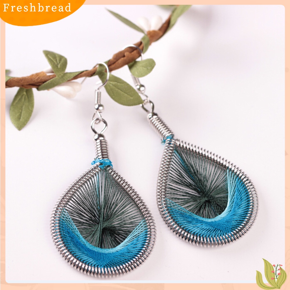 &lt; Freshbread &gt; Bohemian Wanita Multicolor Sutra Geometris Tetesan Air Kait Anting Perhiasan Hadiah