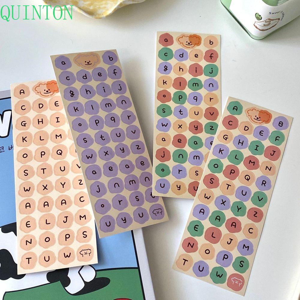 QUINTON Ins Style Alphabet Stationery Sticker School Cartoon Dog Sticker English Letter Label Sticker Scrapbooking Hand Account Diary Planner Journal Gifts Self Adhesive English Uppercase Lowercase