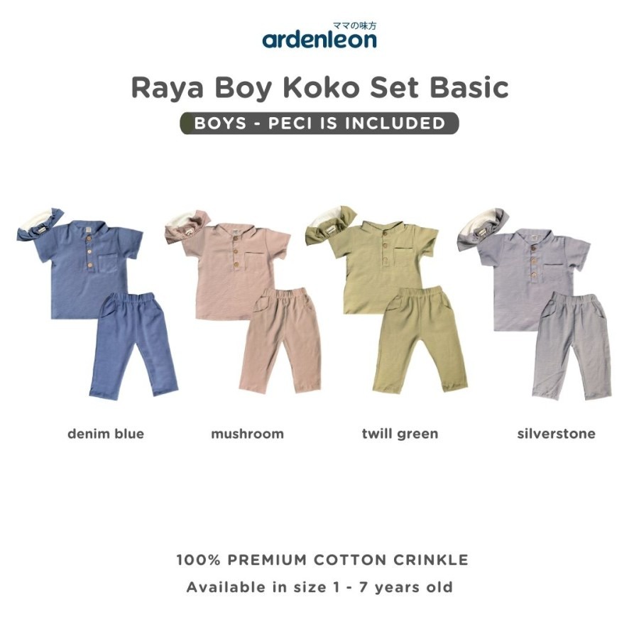 Ardenleon - Boy Crinkle Koko Set | Setelan Anak Raya + Peci