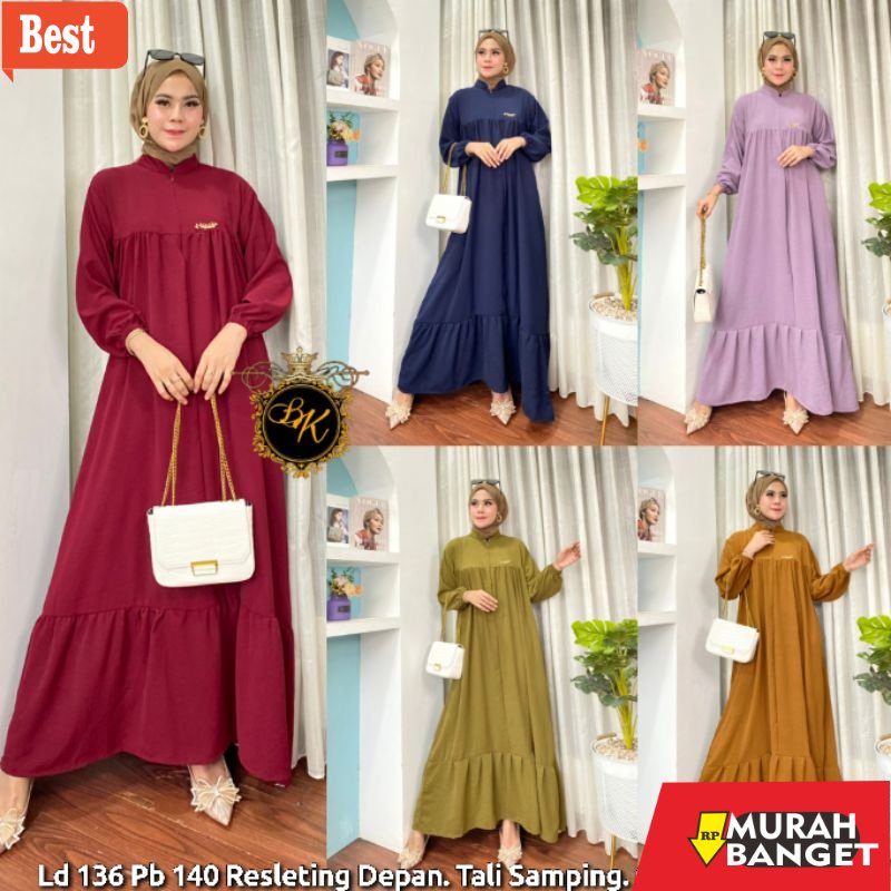 GAMIS SIZE BESAR TERBARU- Terbaru Gamis Cringkel Jumbo Ld 130 | Longdress Kombinasi Jumbo Ld 130 | G