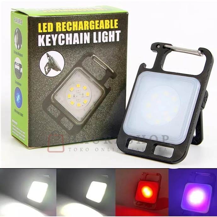 Lampu Senter 820 COB Mini Gantungan USB Rechangeable Type C Keychain Lamp Flashlight