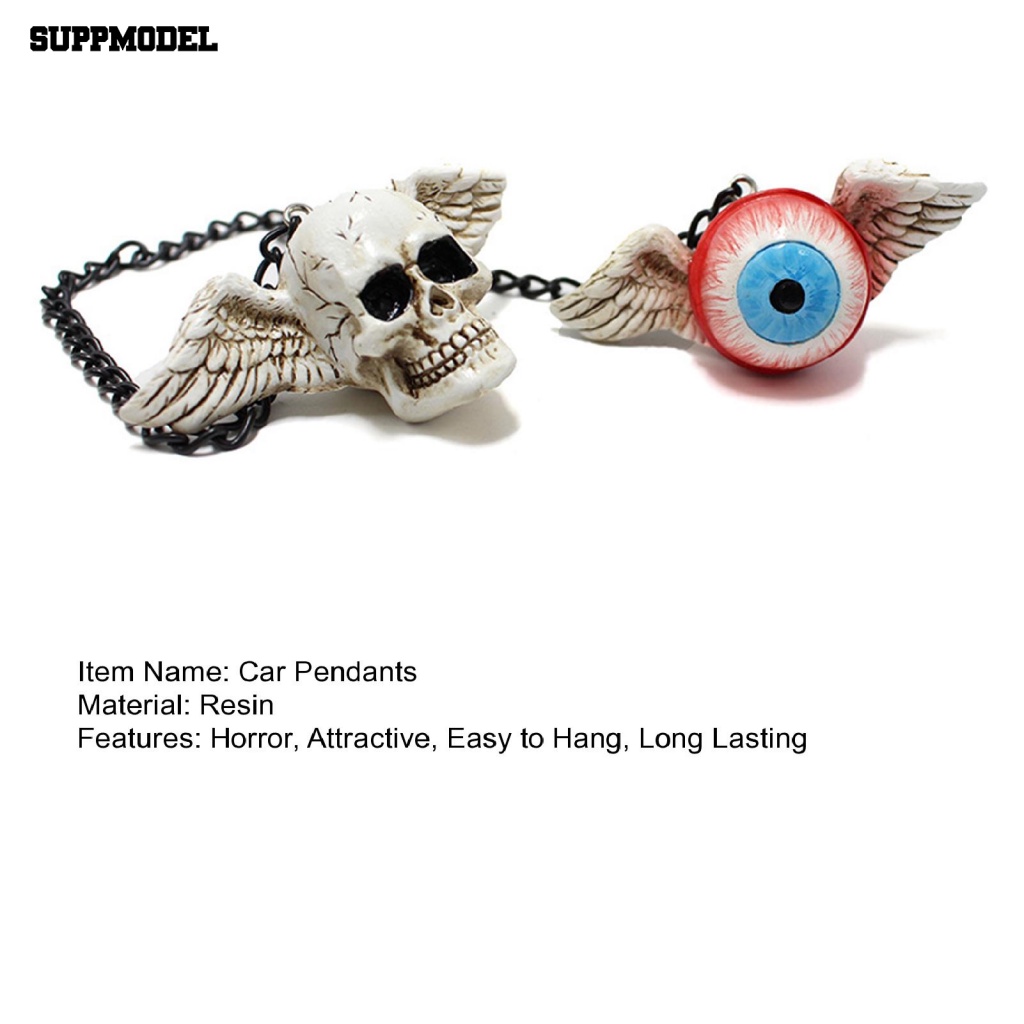 Suppmodel 2Pcs Compact Size Liontin Mata Perlengkapan Mobil Eye Skull Car View Mirror Hanging Pendant Bentuk Kreatif