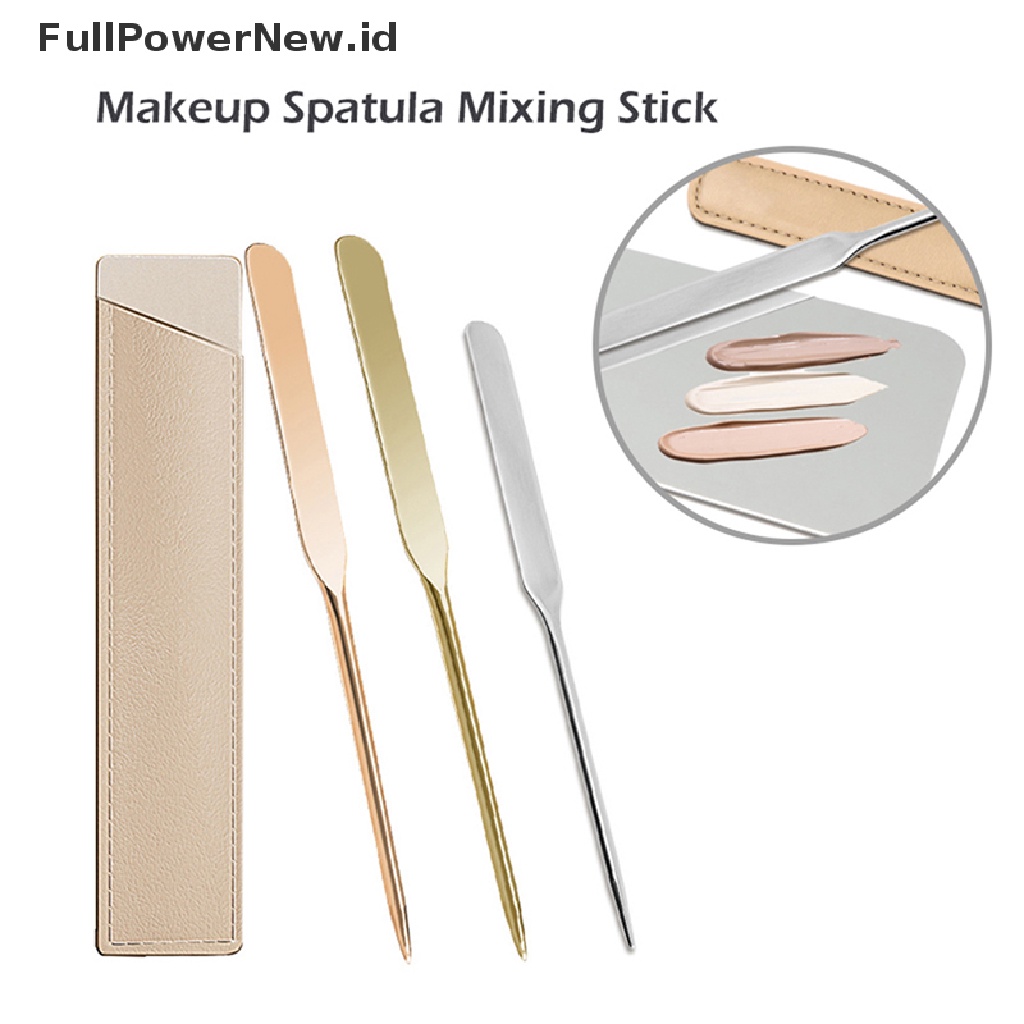 Power Spatula Toner Makeup Kepala Ganda Stainless Steel Dengan Stik Pencampur Tas PU ID