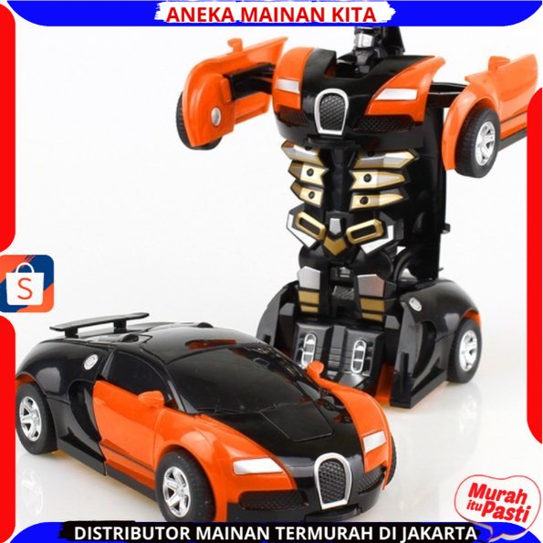 PROMO MOBIL MAINAN ANAK / MOBIL ROBOT TRANSFORMER PULLBACK 2 IN 1 DEFORMATION